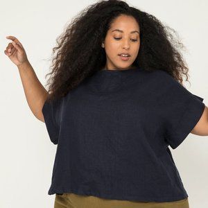 Elizabeth Suzann Georgia Top -- navy linen OSP